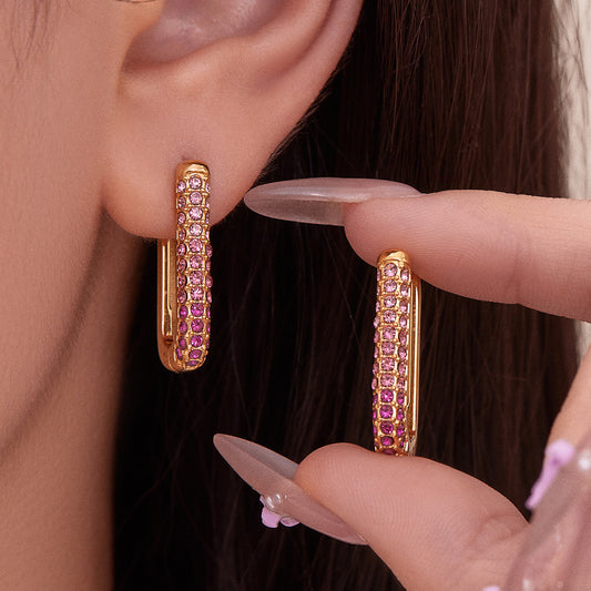 B廠【F836】跨國新款彩色5A鋯石長款U型耳扣耳圈不鏽鋼鍍18k真金不掉色
 25.11-2