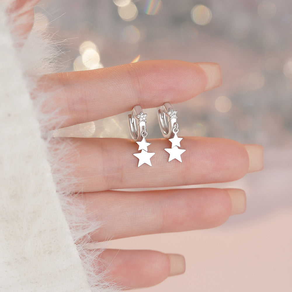 D廠【YC2537E】S999足銀輕奢五角星耳扣女個性時尚百搭氛圍感高級感精緻耳環
 26.03-2