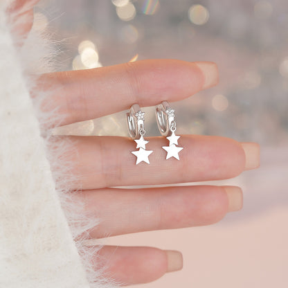 D廠【YC2537E】S999足銀輕奢五角星耳扣女個性時尚百搭氛圍感高級感精緻耳環
 26.03-2