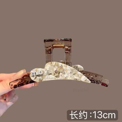 C廠【X522】高級感醋酸愛心水鑽min鯊魚夾大號後腦勺盤髮氣質通勤髮抓女髮飾
 26.06-4