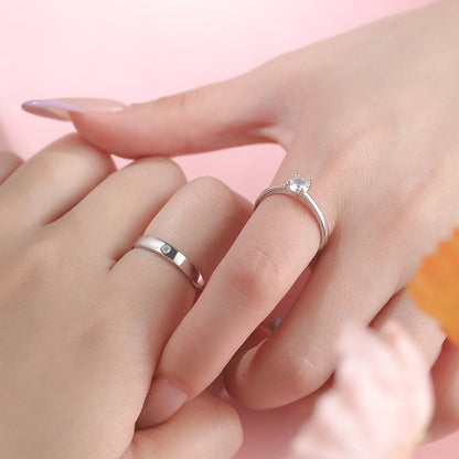 D廠【YC3786R】S925純銀鋯石情侶對戒極簡幾何小眾設計感時尚戒指手飾 25.07-1