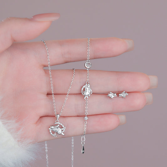 D廠【YC0314N】原創純銀S925兔子項鍊手鍊耳環溫柔甜美可愛百搭小眾個性手飾
 26.04-1