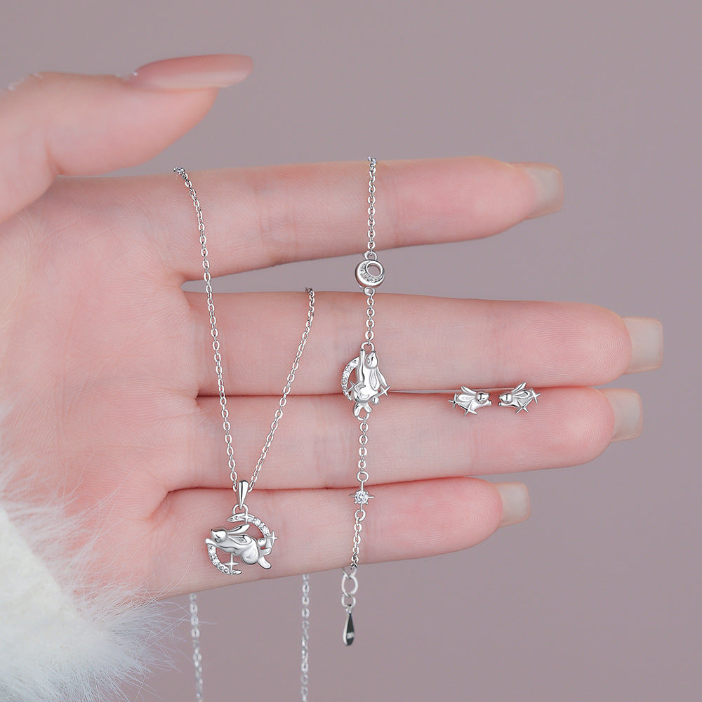 D廠【YC0314N】原創純銀S925兔子項鍊手鍊耳環溫柔甜美可愛百搭小眾個性手飾
 26.04-4