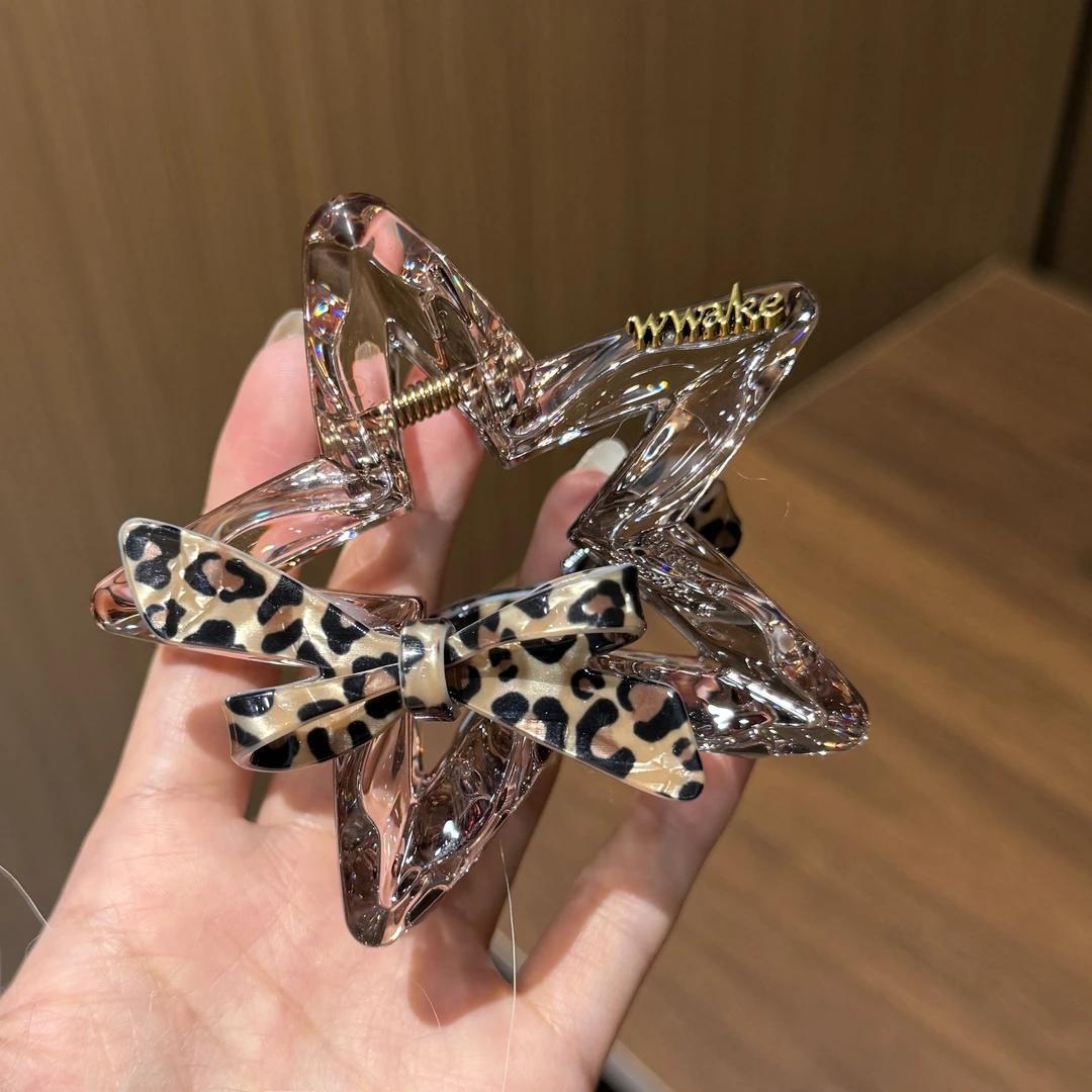 C廠【X541】豹紋醋酸蝴蝶結星星抓夾女大號髮量多髮夾2026後腦勺盤髮鯊魚夾子 26.07-1「C廠-單筆結帳需滿，NT$500出貨(不含運費)」