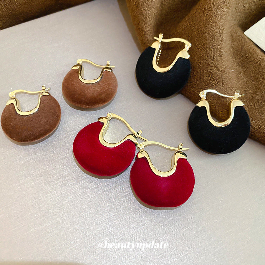 A廠【HE29207】秋冬新款植絨圓形U型耳扣輕奢高級感耳環復古氣質百搭耳環耳飾女
 25.11-1