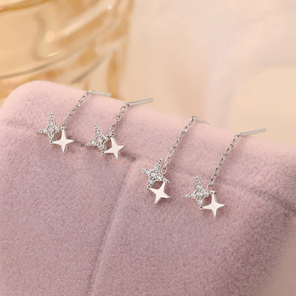 D廠【YC9255E】S999足銀星芒耳線輕奢精緻小眾百搭時尚通勤爆款清新耳飾 25.01-3