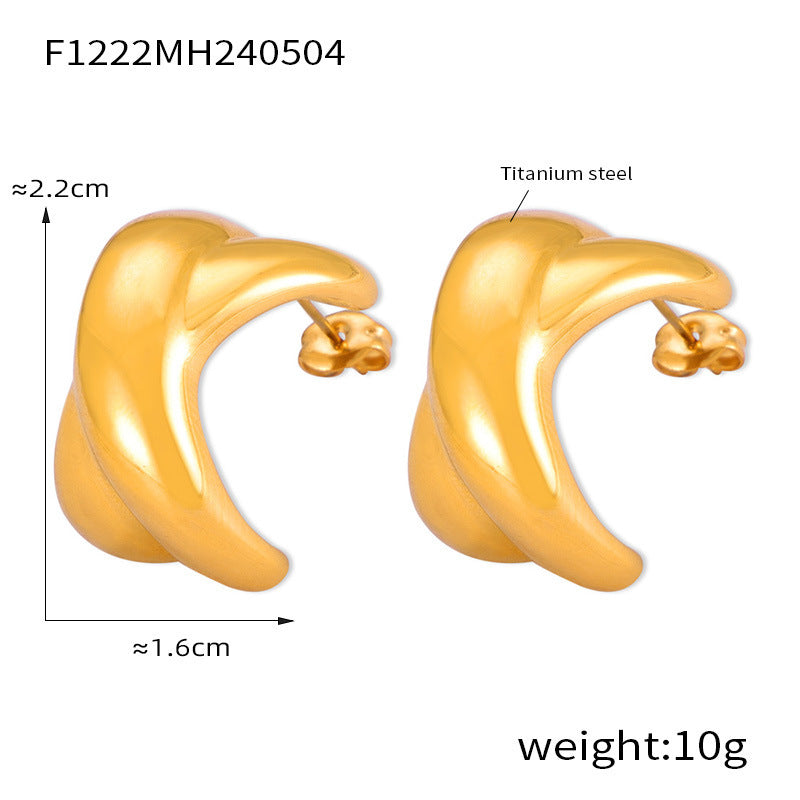 B廠【F1222-F1225】歐美跨國熱銷時尚交叉幾何個性鈦鋼鍍金耳環輕奢氣質冷淡風女耳飾 24.05-2