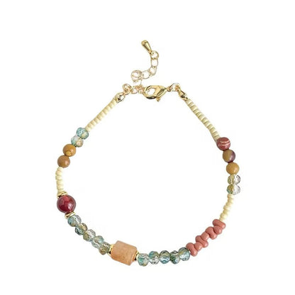 A廠【S52】國潮新中式~天然石玻璃水晶手工藝設計感手工手鍊彩色混搭手飾 25.05-1