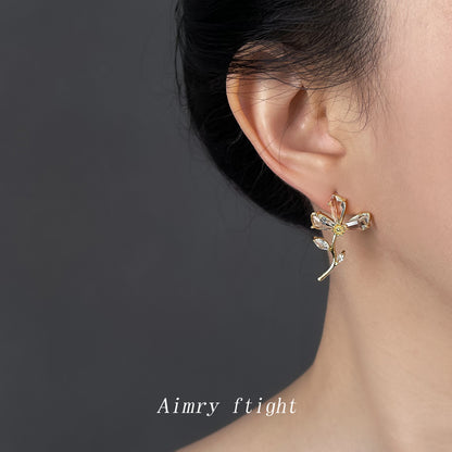 A廠【2730】超仙氣質鋯石花朵耳環女清新甜美高級感耳環時尚優雅耳飾
 25.12-1