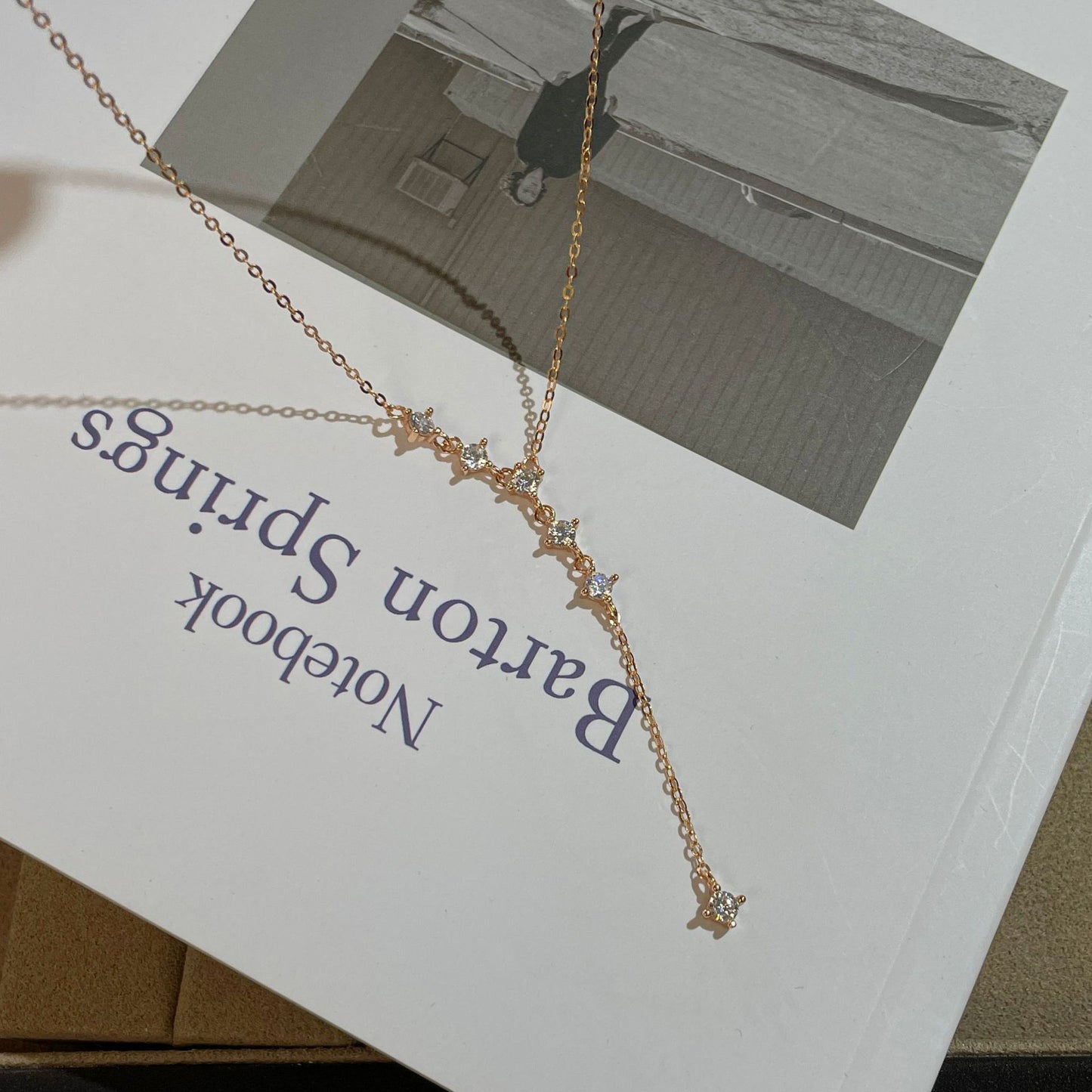 F廠【DQ1808N】S925純銀閃鑽Y字流蘇項鍊女輕奢小眾高級感鑲鋯石氣質鎖骨鏈
 25.10-4