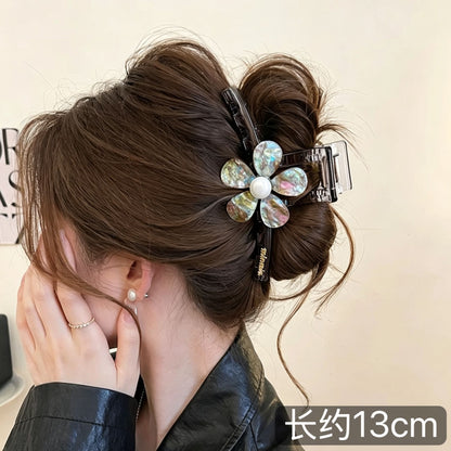 C廠【X398】炫彩細閃花朵抓夾輕奢氣質髮夾後腦勺盤髮鯊魚夾優雅百搭半紮髮飾
 26.06-1「C廠-單筆結帳需滿，NT$500出貨(不含運費)」