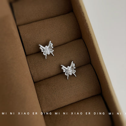 A廠【5717】實物很小~925銀針小巧簡約清新甜美珍珠蝴蝶耳環通勤百搭耳飾 25.03-3