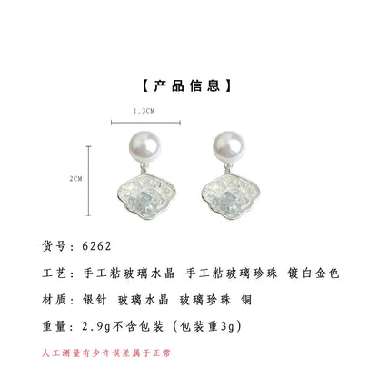A廠【6262】海藍寶漸層色~玻璃水晶耳環清新簡約夏日爆款耳環飾品女 25.06-3