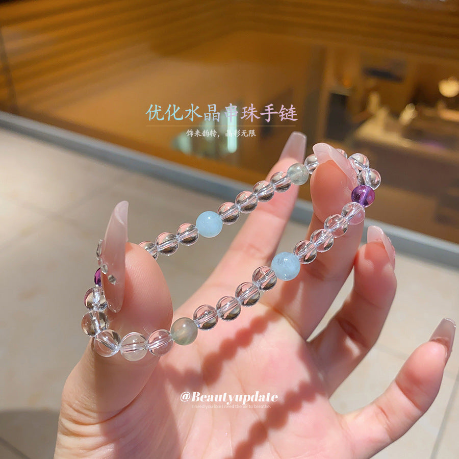 A廠【HB4042】夏日天然優化水晶串珠手鍊女小眾百搭水晶手串時尚高級感手飾手環 25.06-1