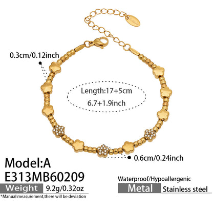 B廠【E223】歐美風氣質百搭日字微鑲鋯石手鍊組合不鏽鋼鍍18k真金時尚冷淡風
 26.03-2