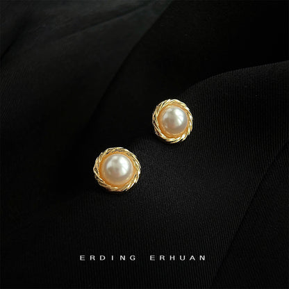 A廠【108】法式復古經典珍珠耳環優雅氣質高級感通勤百搭麻花幾何小巧耳飾品 25.08-1