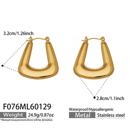 B廠【F076】跨國ins簡約設計U型幾何耳環歐美網紅時尚百搭耳飾不鏽鋼鍍18k金
 26.02-1