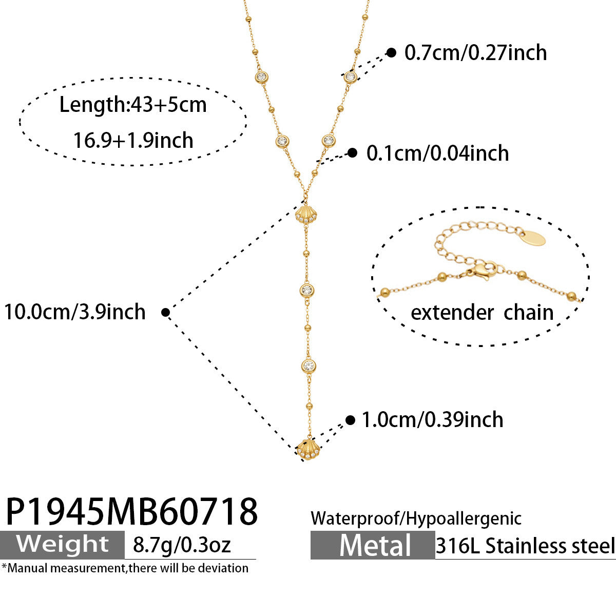 B廠【TXP115】新款時尚氣質海洋系列鈦鋼貝殼海星鑲鋯石吊墜項鍊手鍊女飾品套裝
 26.07-4