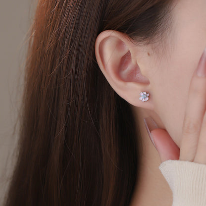 D廠【YC2858E】S925純銀花朵螺絲直針耳環淡雅小清新甜美氣質文藝風耳飾 25.01-2