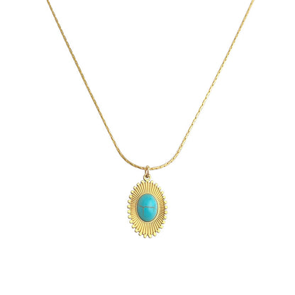 A廠【5642】文藝復古合成綠松石電鍍18K真金高保色幾乎不褪色星星項鍊 鎖骨鏈 25.03-1