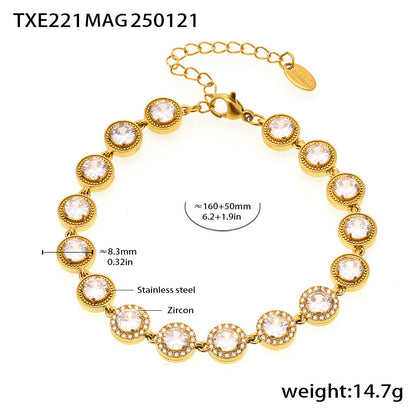 B廠【TXP221】ins輕奢風超閃滿天星圓白鋯石手工鏈條不鏽鋼鍍18K真金首飾 25.02-2
