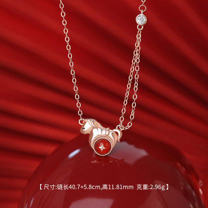 D廠【YC3521N】純銀S925財源滾滾馬年項鍊新款生肖馬手鍊國風耳環新中式耳飾
 26.02-4