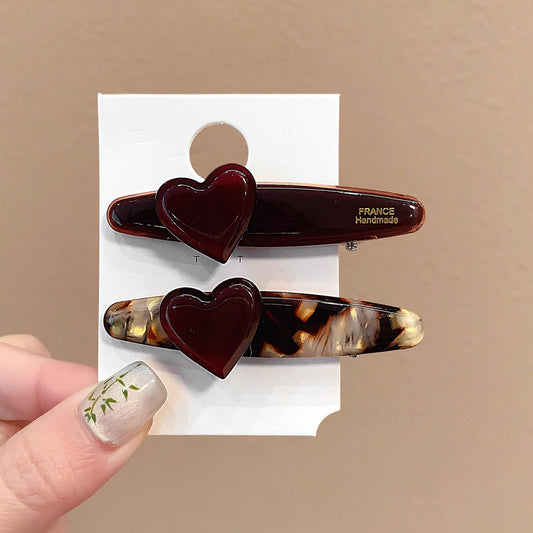 C廠【Y1100】韓國愛心豹紋瀏海髮夾女邊夾側邊瀏海夾高級感一字夾鴨嘴夾後腦勺
 26.02-1