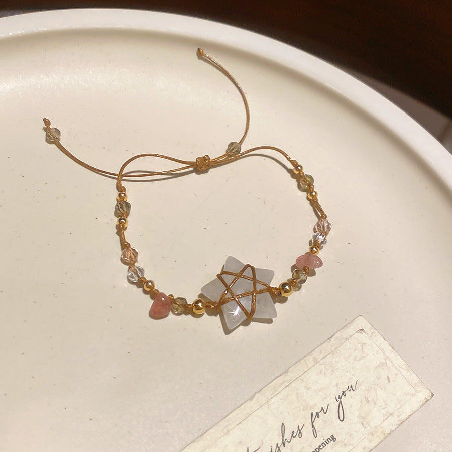 A廠【HB4864】波西米亞水晶石頭串珠幾何星星手鍊復古百搭手繩小眾設計感手飾女
 25.10-5