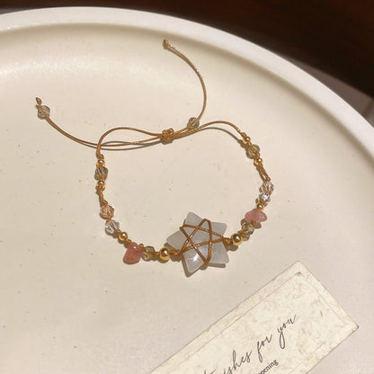 A廠【HB4864】波西米亞水晶石頭串珠幾何星星手鍊復古百搭手繩小眾設計感手飾女
 25.10-5