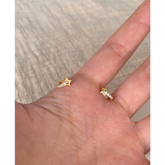 E廠【XDQ10734E】S925純銀日韓小眾五角星耳扣女ins風精緻星星排鑽百搭耳飾潮
 26.01-4