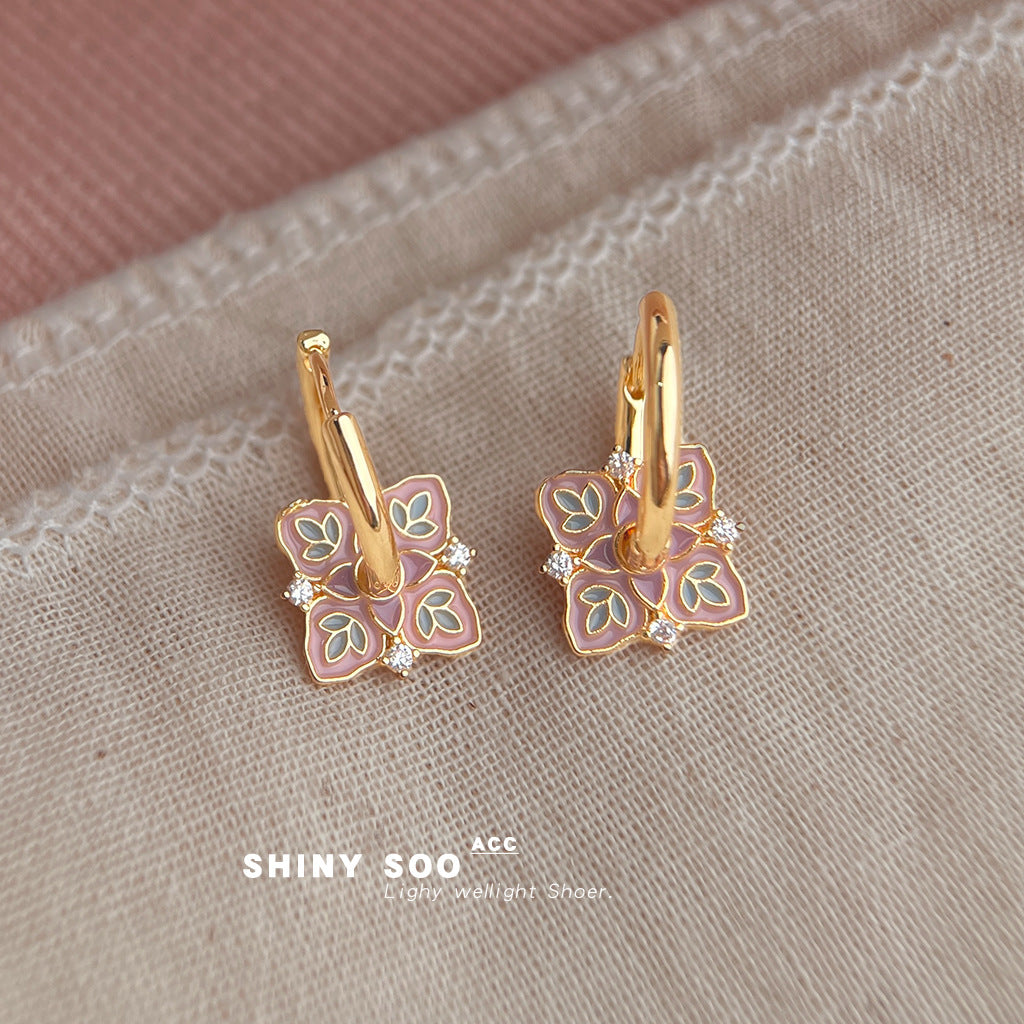 A廠【7376】琺瑯滴釉微鑲鋯石國潮新中式文藝復古時尚高級感耳環紋樣耳飾
 26.01-4