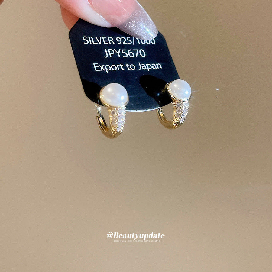 A廠【HE29241】法式復古鋯石圓形珍珠耳環優雅氣質小眾百搭耳環輕奢高級感耳飾女
 25.11-1