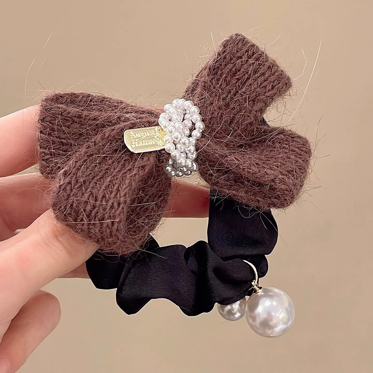 C廠【Y1072】秋冬毛線蝴蝶結針織髮圈女款高級感百搭頭繩扎丸子頭馬尾髮繩頭飾
 26.01-2