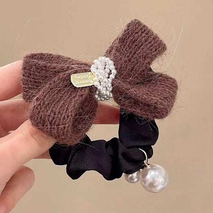 C廠【Y1072】秋冬毛線蝴蝶結針織髮圈女款高級感百搭頭繩扎丸子頭馬尾髮繩頭飾
 26.01-2