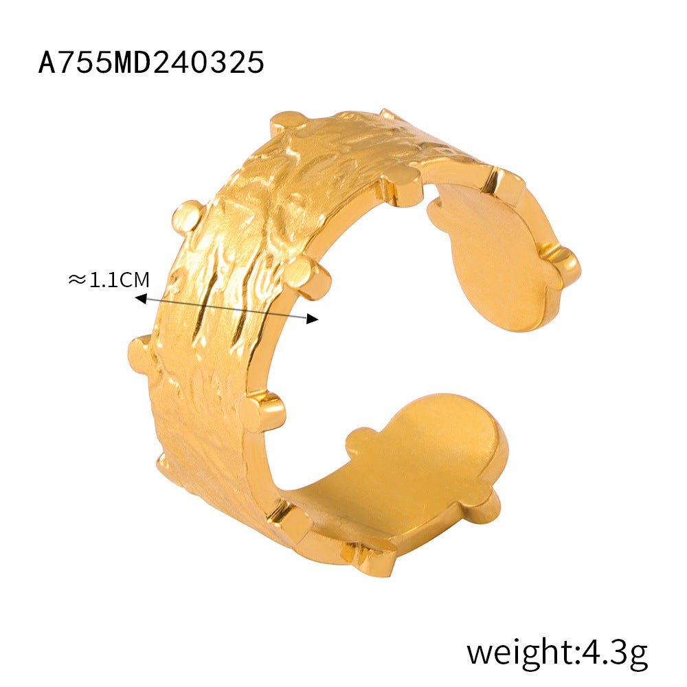 B廠【A750-58】ring歐美不規則紋理質感幾何戒指凹凸創意設計氣質簡約女指環飾品 24.04-1