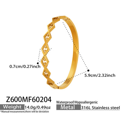 B廠【Z599】歐美簡約輕奢方塊格子滴油幾何卡扣手鐲chic風百搭不鏽鋼手鐲組合
 26.02-1