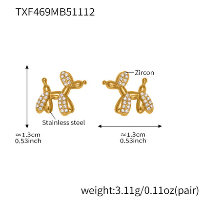 B廠【TXP469】微鑲鋯石氣球狗可愛吊墜項鍊女士時尚輕奢個性鎖骨鏈不銹鋼
 25.11-3