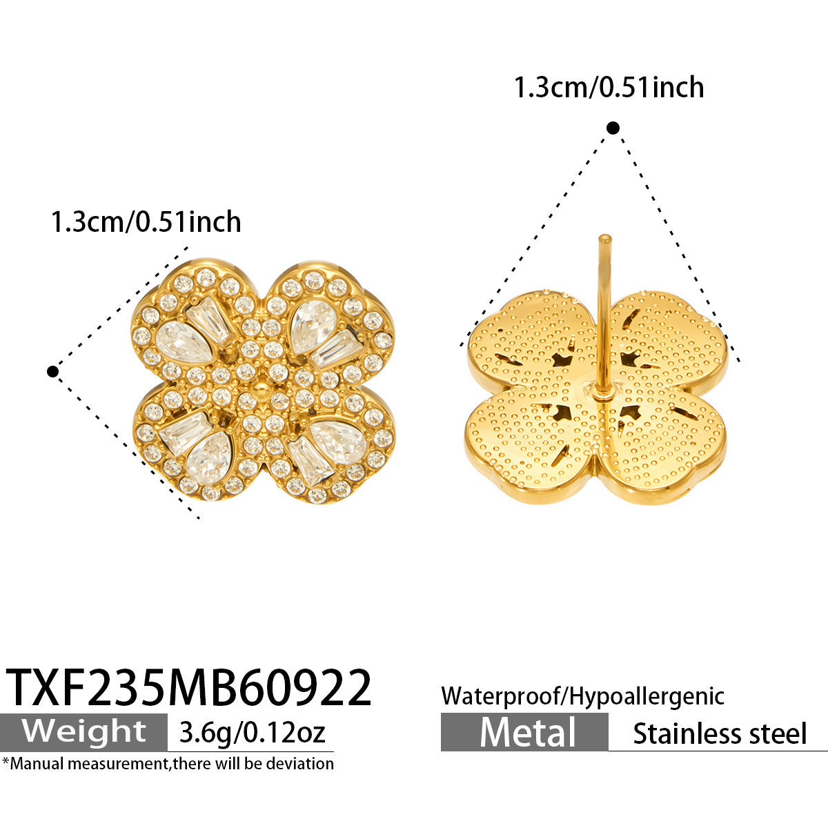 B廠【TXP158】 5A鋯石四瓣花愛心吊墜手鍊項鍊耳環飾品套裝
 26.09-4