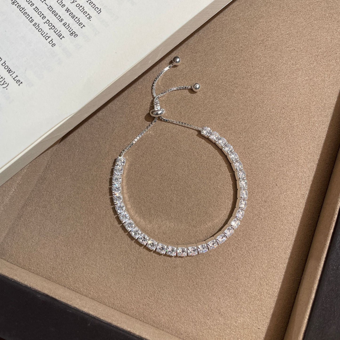 F廠【SB4165】S925純銀輕奢簡約四爪滿鑽手鍊女密鑲排鑽疊戴小紅書手飾ins 25.07-4