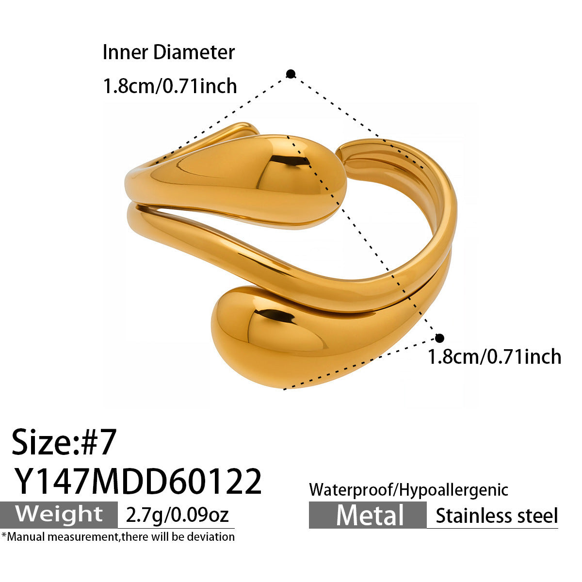 B廠【Y144】跨國小眾高級感輕奢幾何開口指環不銹鋼鍍金ins個性設計百搭戒指
 26.01-4