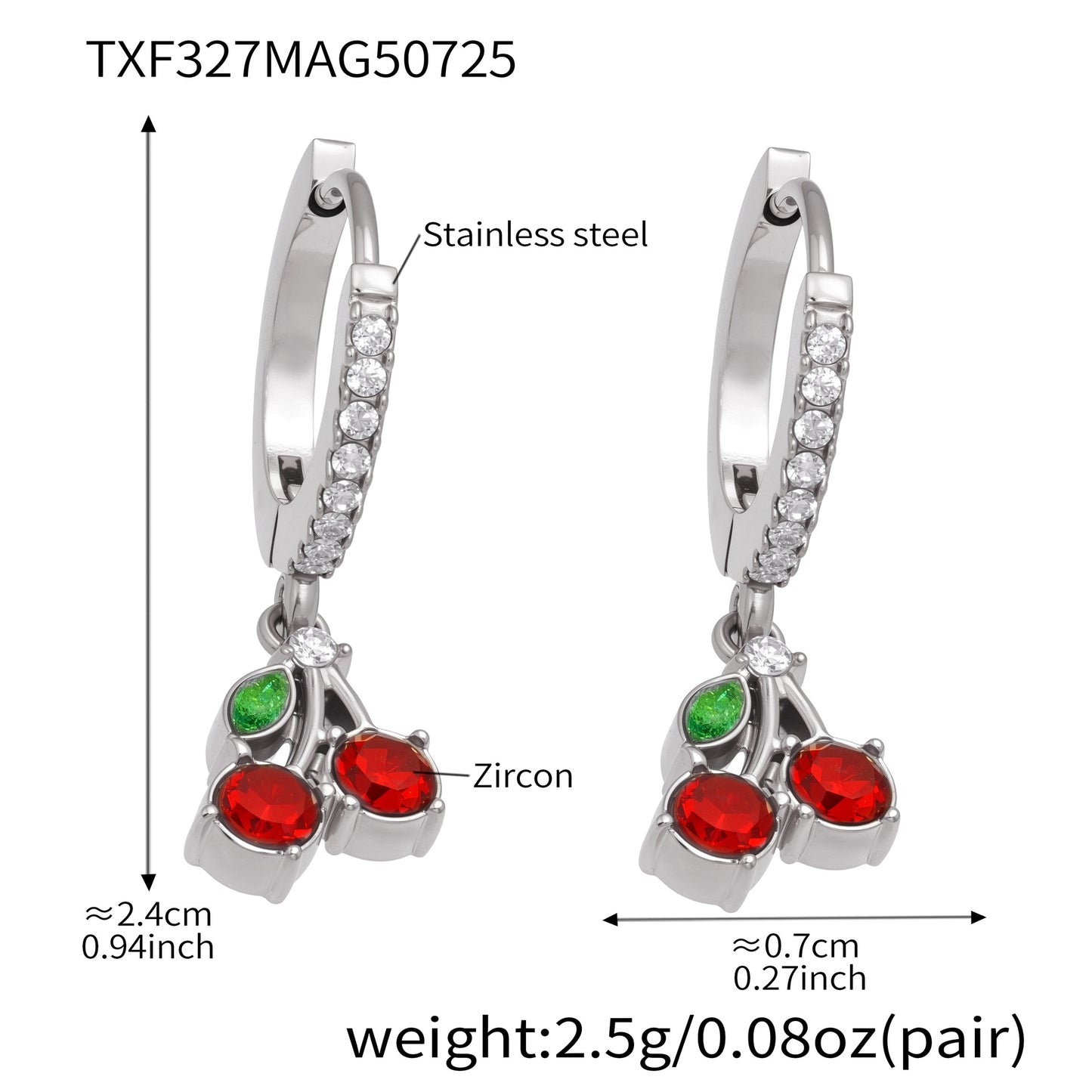 B廠【TXP327】不銹鋼愛心櫻桃DIY吊墜項鍊手鍊耳環套裝夏日精美女士飾品 25.08-1
