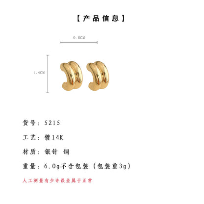 A廠【5216】法式極簡金屬感耳環冷淡風光面金屬感C型歐美小眾高級感百搭耳飾 25.04-4