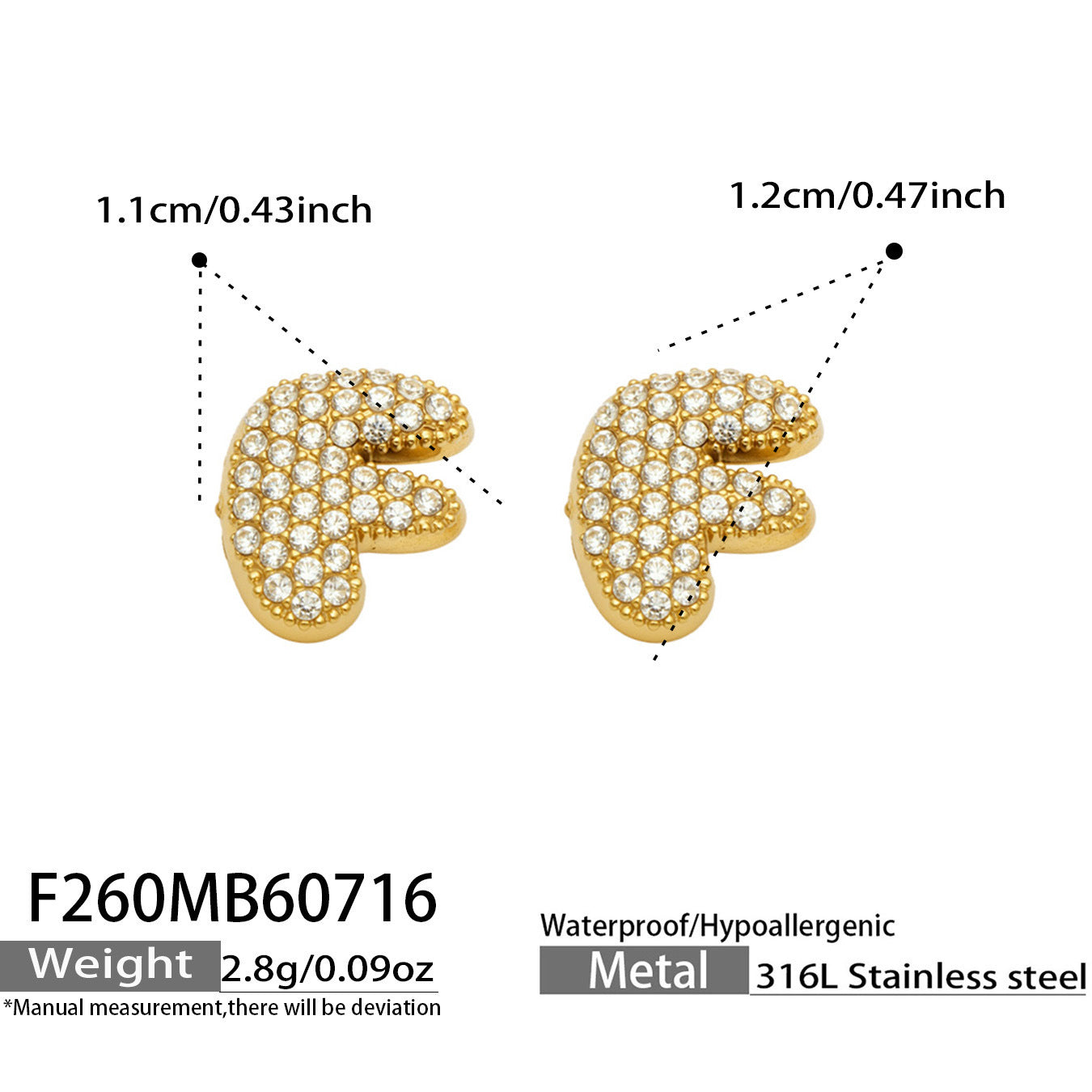 B廠【F260】新款熱銷鋯石26個英文字母不銹鋼鍍18k金 歐美輕奢女飾品耳環
 26.07-4