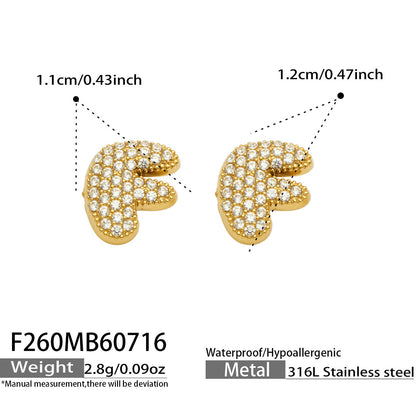 B廠【F260】新款熱銷鋯石26個英文字母不銹鋼鍍18k金 歐美輕奢女飾品耳環
 26.07-4