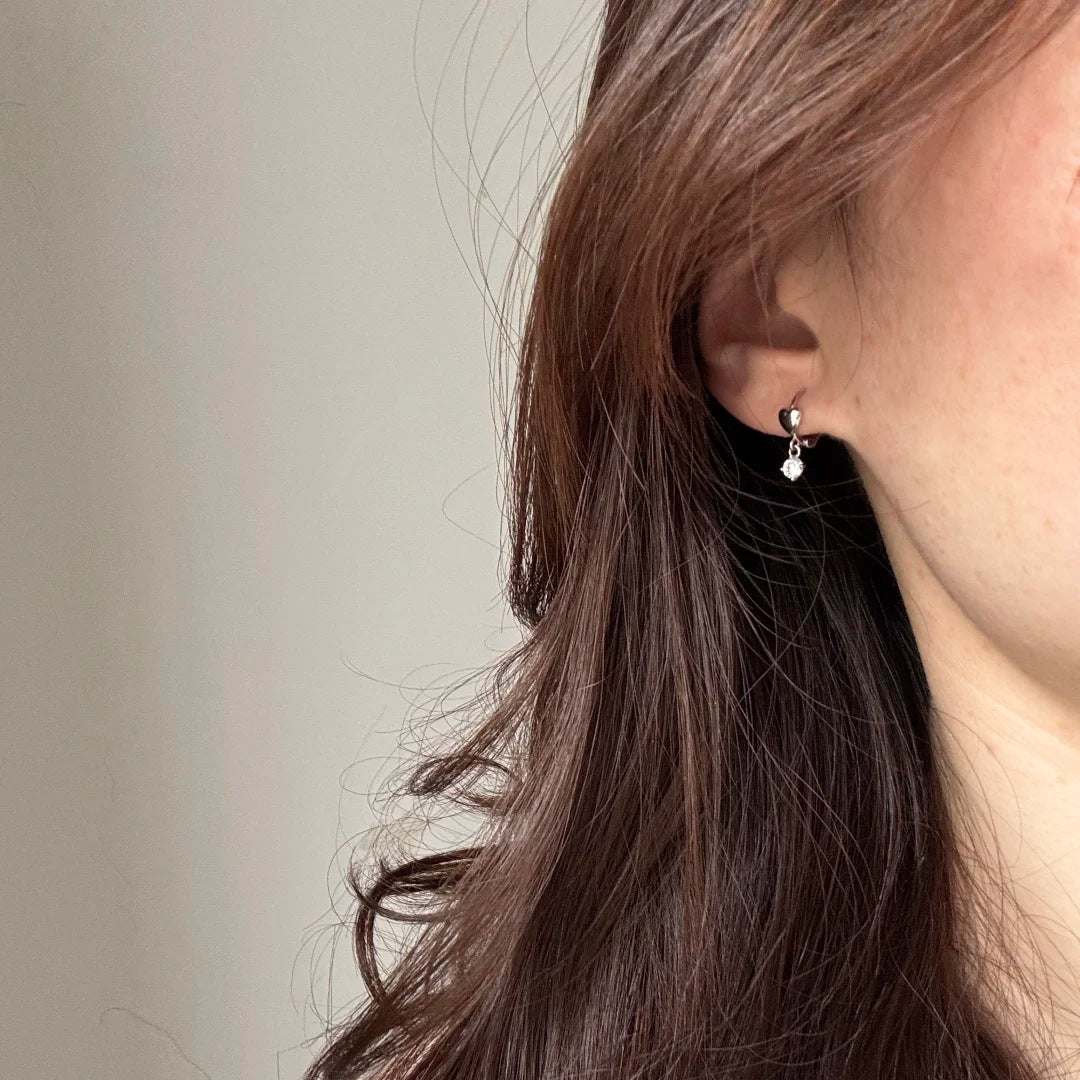 E廠【DQ11774E】S925純銀精緻小巧愛心閃鑽耳扣女簡約小眾高級感鋯石流蘇耳飾
 26.01-1