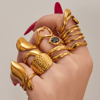 B廠【Y144】跨國小眾高級感輕奢幾何開口指環不銹鋼鍍金ins個性設計百搭戒指
 26.01-4