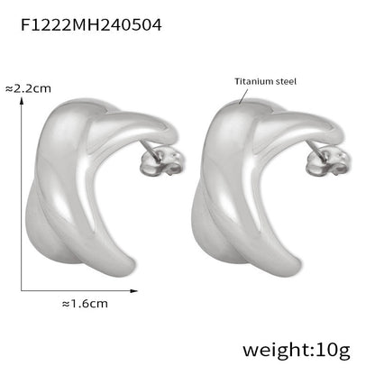 B廠【F1222-F1225】歐美跨國熱銷時尚交叉幾何個性鈦鋼鍍金耳環輕奢氣質冷淡風女耳飾 24.05-2