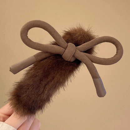 C廠【Y933】氣質蝴蝶結毛絨鴨嘴夾髮夾女大號抓夾2025新款高端後腦勺一字頭飾
 25.12-3「C廠-單筆結帳需滿，NT$500出貨(不含運費)」