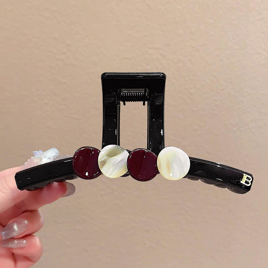 C廠【X15】撞色圈圈抓夾女2026新款髮量多髮卡後腦勺盤髮鯊魚夾子高級感頭飾
 26.03-3