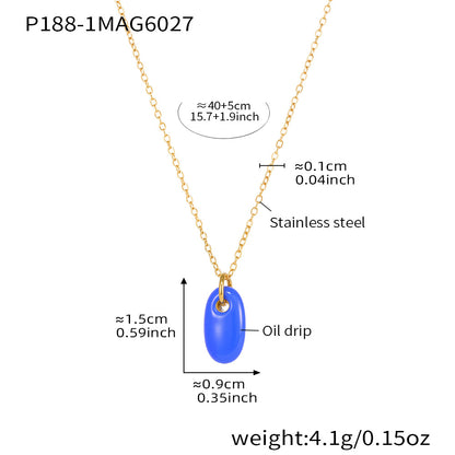 B廠【P188】不鏽鋼油畫多色滴油吊墜鎖骨項鍊可疊戴雙層項鍊不鏽鋼保色 25.07-1